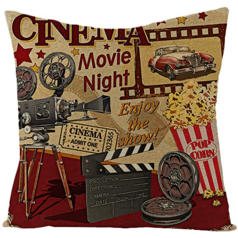 Kissenbezug im Retro-amerikanischen Stil Polyester Bedrucktes Kissen Heim Wohnzimmer Sofa Bedrucktes Kissen