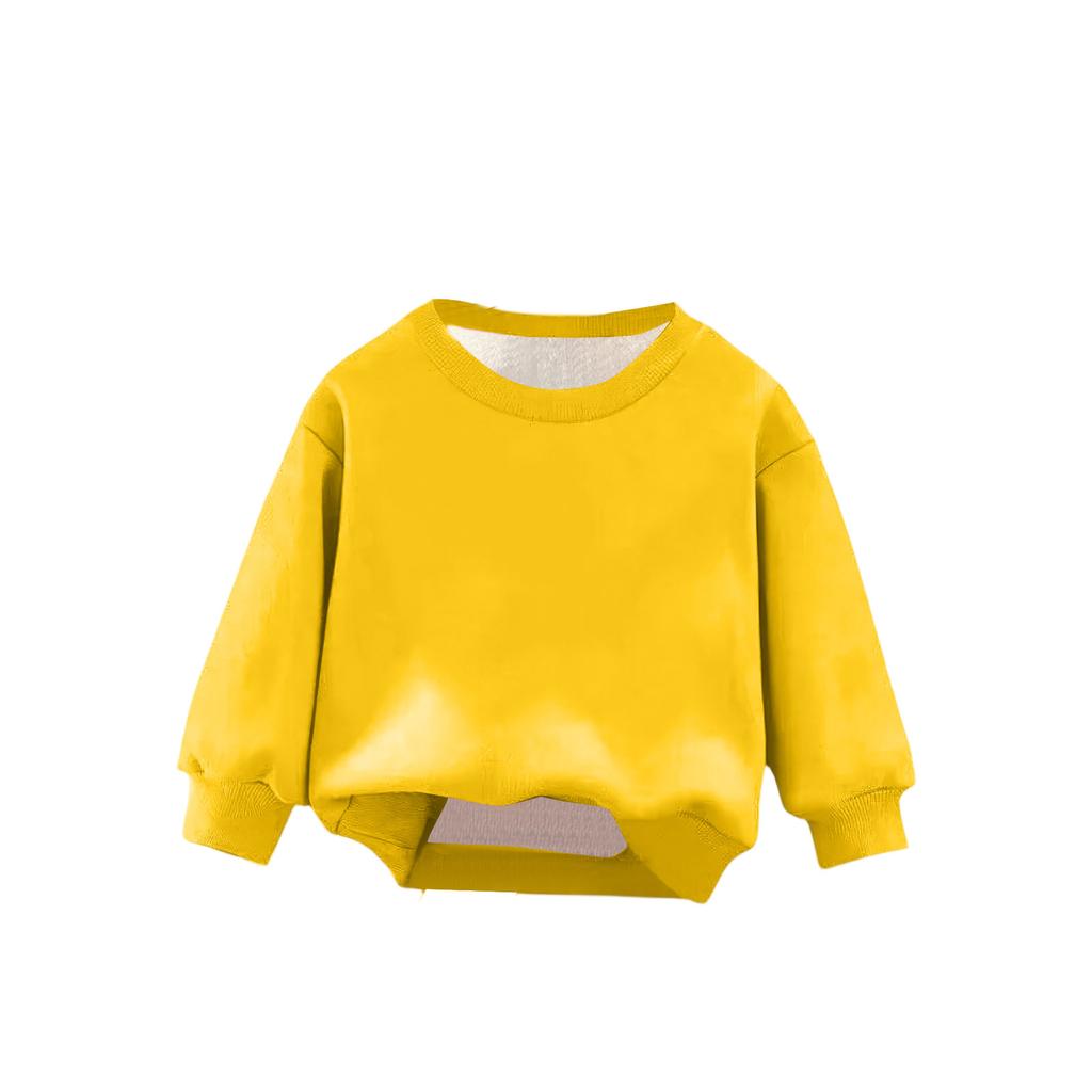 Children's Boys And Girls Fashionable Solid Color Pullover Casual Round Neck Sweatshirt