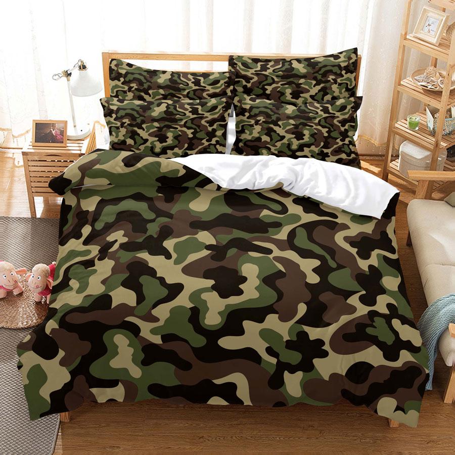 Camouflage Quilt Duvet Cover Set Full Size King Queen 3D Bedding Sets Pillowcase Linen Leopard Double Single Bed 220x240 200x200