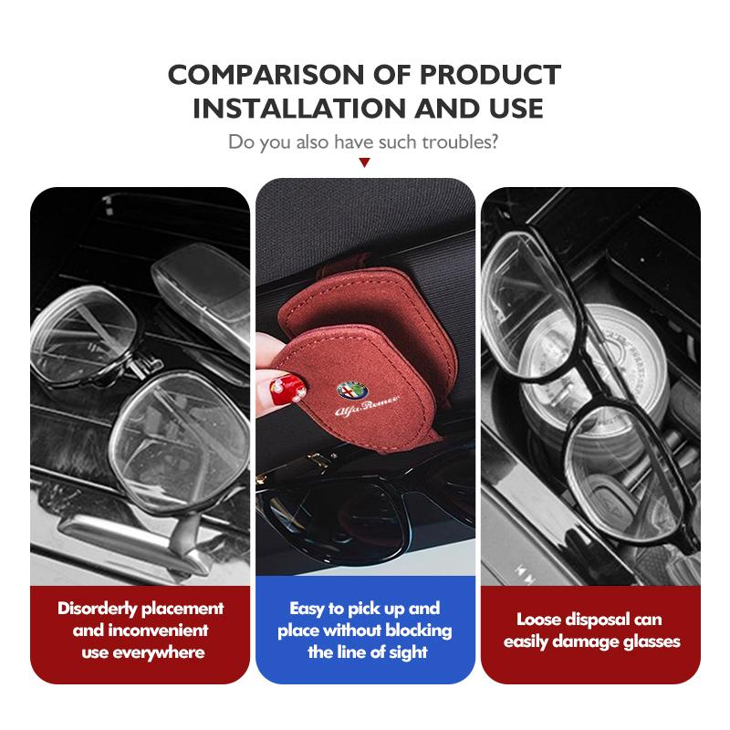 Car Sun Visor Eyeglass Hanger Clip Glasses Storage Holder For Alfa Romeo 159 Giulietta Giulia 147 Mito 156 159 166 GT Stelvio
