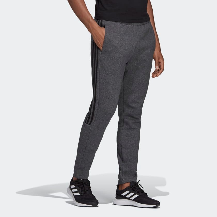Adidas Knitted Sweatpants Men's Gray Moderate Straight Fit Pants EI9006