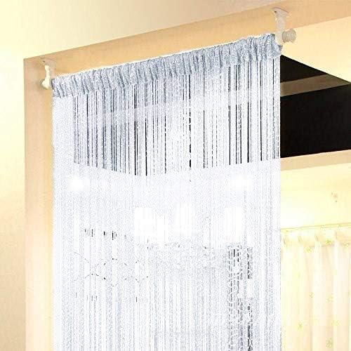 Door Fringe Curtain Door Curtains,Rare Flat Silver Ribbon,Thread Fringe Window Panel Room Divider Cute Strip Tassel Party Events Sequin(1Pack, Black)