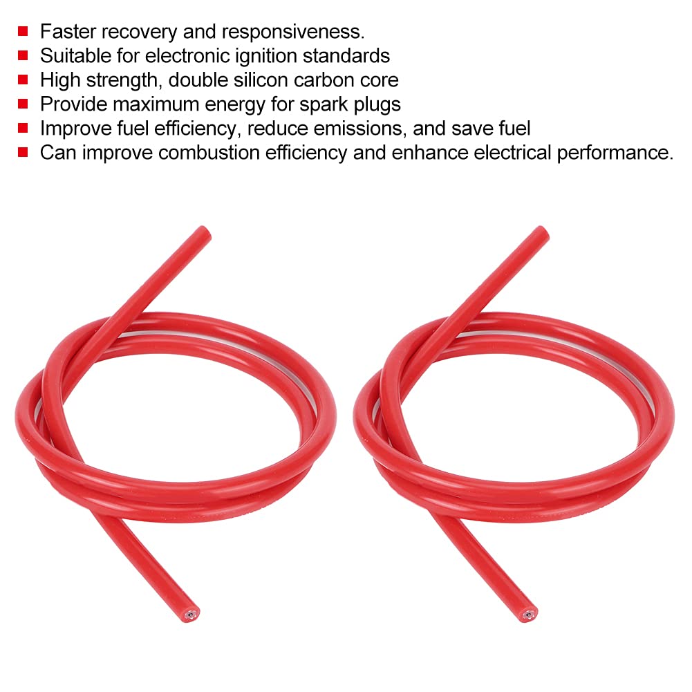 2 Pack Car Ignition Wire Silicone Material 8MM Diameter / 1m Total Length Increased