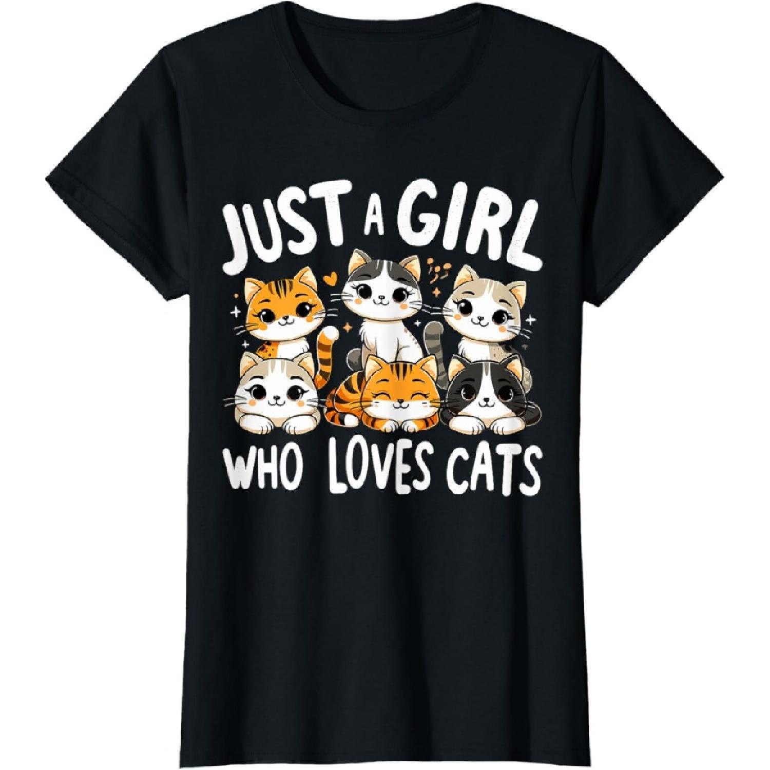 Cats Lover Just A Girl Who Loves Cat T-Shirt S