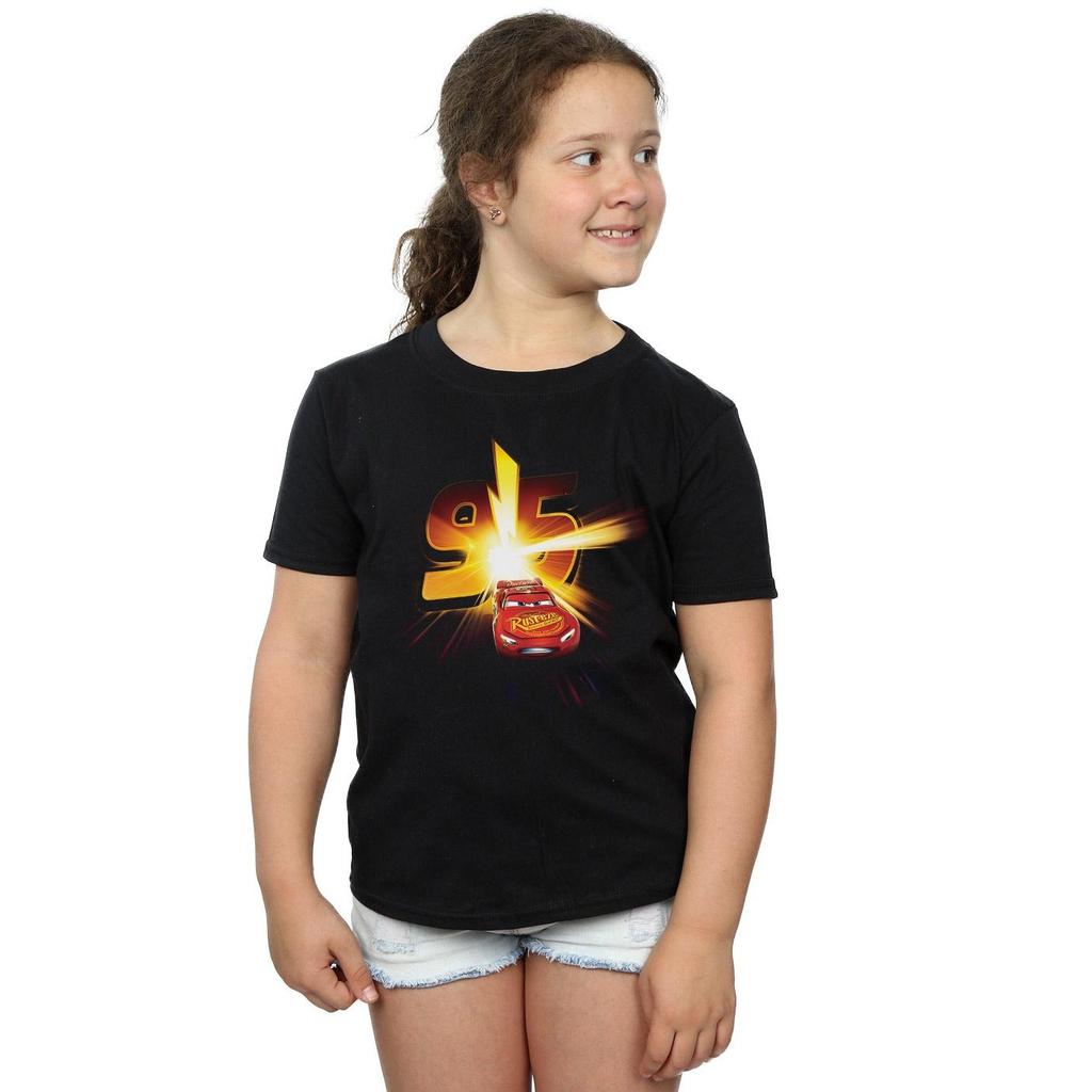Disney Mädchen Cars Lightning McQueen Burst Baumwoll-T-Shirt