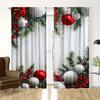 Set Of 2 Christmas Curtains Polyester Printed Tree Home Decoration Room Made