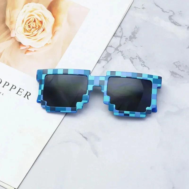 Funny Pixelated Mosaic Sunglasses for Halloween Cosplay Party Disco Fashion Decorative Shades Adults Teens