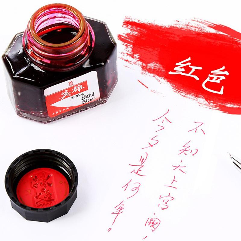Advanced 4 Colors Non-Carbon 50ml Bottle Fountain Pen Ink,Black,Blue,Red,Dark Blue,Non-Erasable,Office And School Supplies