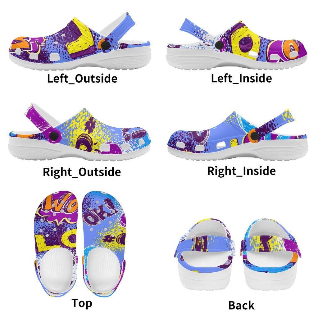 Breathable EVA Clogs Unisex Color Printed Lightweight Slip On Garden Shoes Beach Pool Bathroom Home Summer Wear Travel Shoes