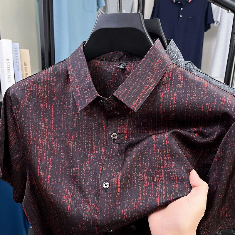 Men s Summer Short Sleeve Shirt Wrinkle-Resistant Breathable Casual M