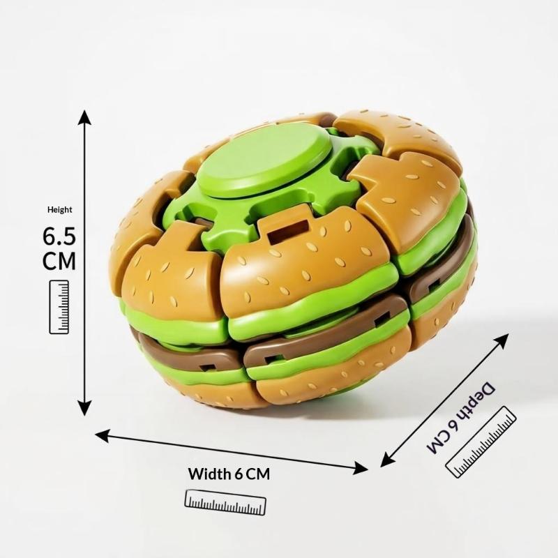 Hamburger Rotierender Stressball Ruhiges Lebensmitteldesign Fidget Toy Beruhigt Angst bei Autismus ADHS Kinder Reisebegleiter