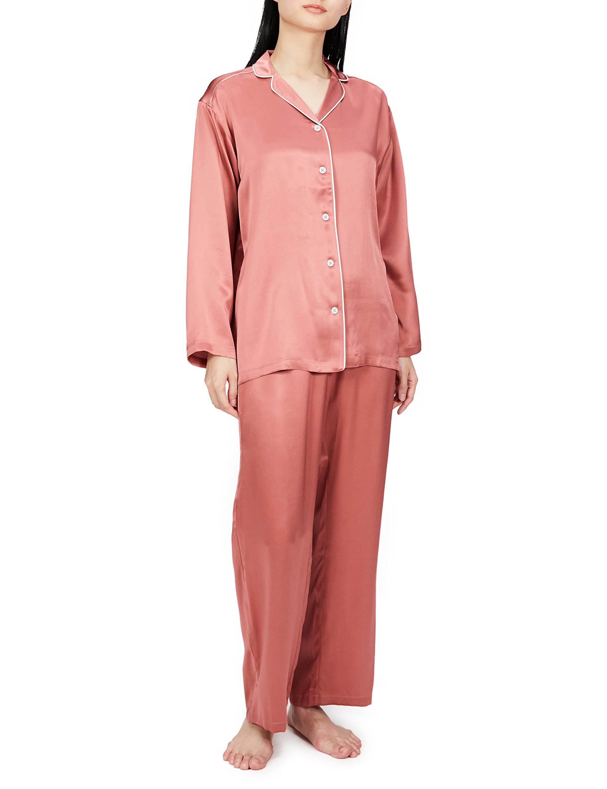 

Gunze KaiminNavi Sleep Navi Пижама с длинным рукавом, шелк роза, новый размер M, 100% шелк, брюки, сатин, женская, розовая, модель,