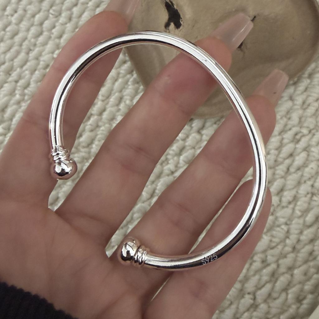 100% Solid 925 Sterling Silver Retro Bracelet for Women Men Vintage Handmade Narrow Simple Wave Bracelet Birthday Gift
