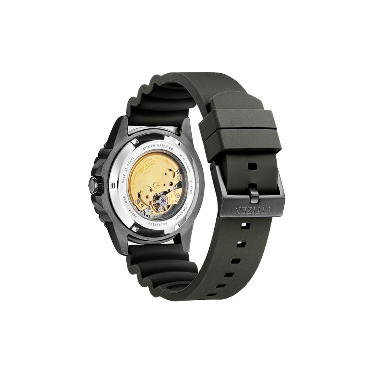 Citizen Mechanical Movement Rubber Strap Watch Men's Watches Black Dial NJ0125-11E