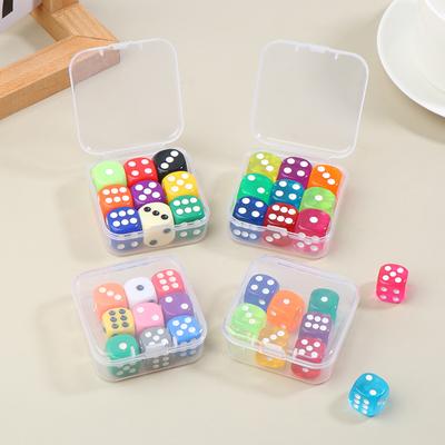 9Pcs/Box Square Dice 6 Faces Dice Casino Table Game Dice Solid Color Clear Color Acrylic Dice D6 14/16Mm Dice For Pub Board Game