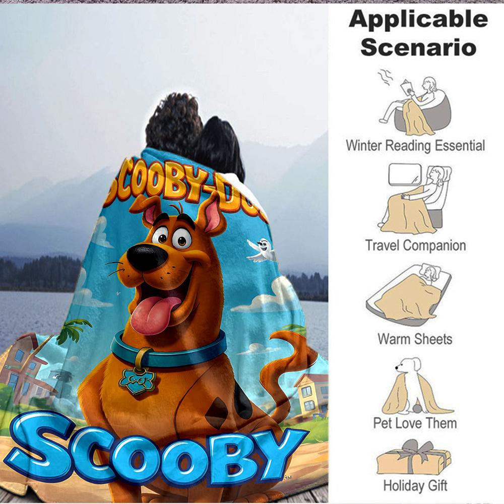 1pc Scooby-Doo Mystery Flannel Throw Blanket - Lightweight Soft Warm All-Season Blanket for Sofa, Bed, Travel, Camping L1029054