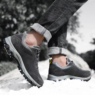 Men's Outdoor Hiking Shoes Non-slip Climbing Sneakers Winter Warm Trekking Camping Shoes Elastic Casual Sports Shoes