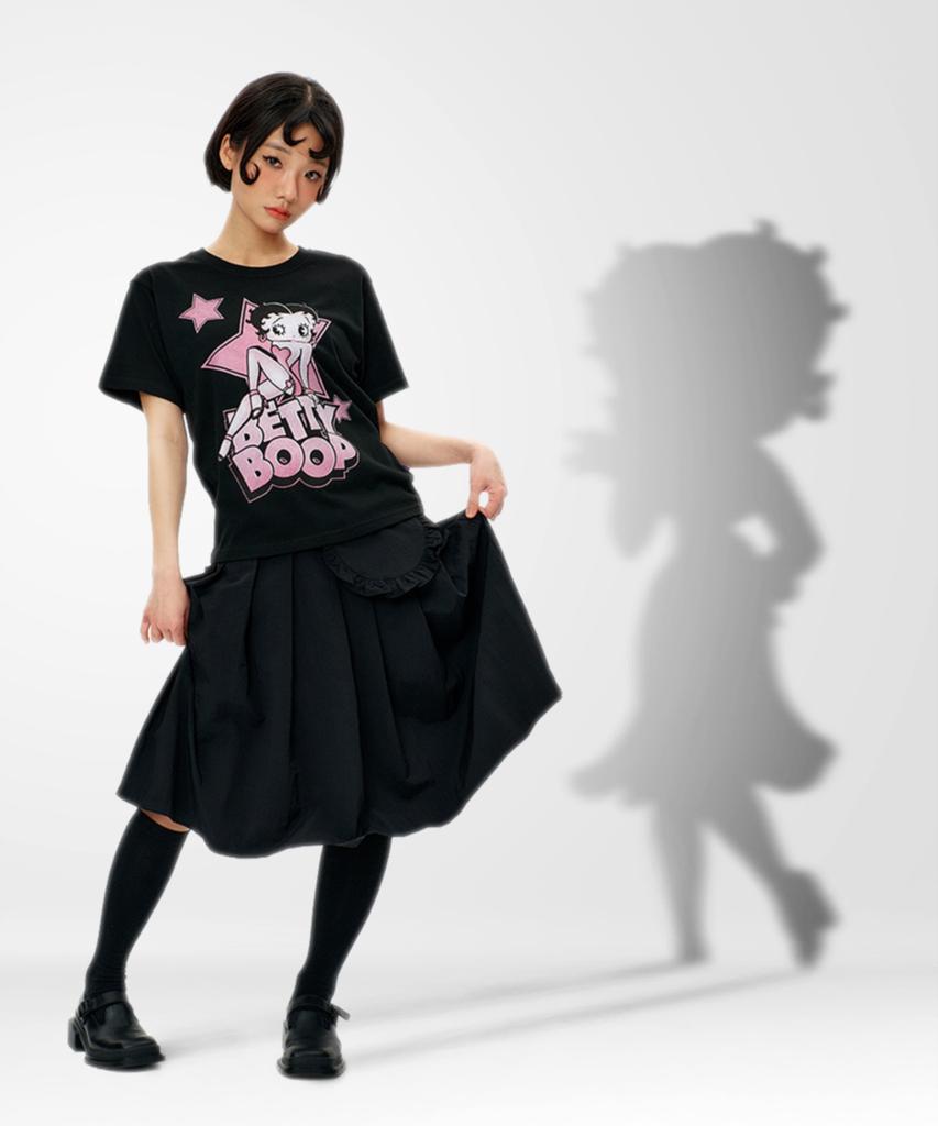 LAUGHER [Betty Boop] Star T-Shirt - Black