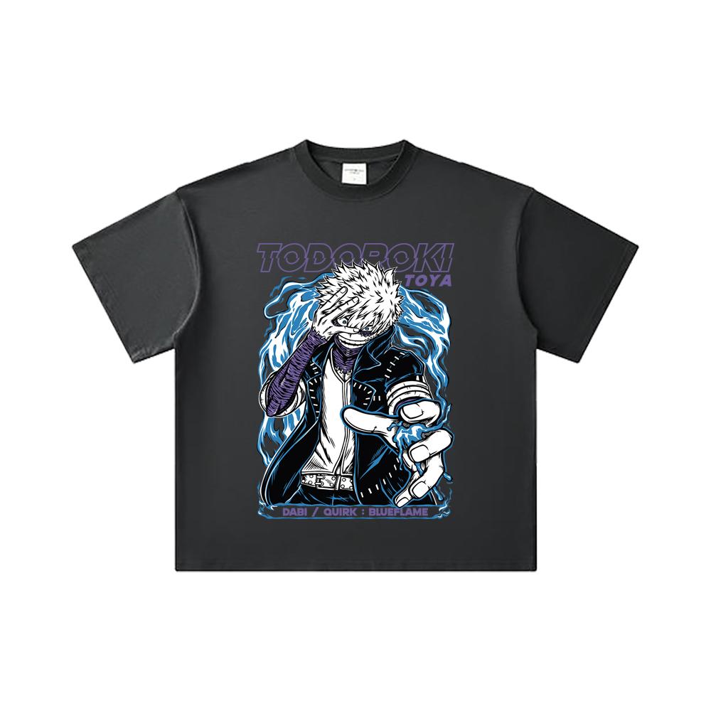 260 GSM Double Yarn 32 Count 100% Cotton My Hero Academia V11 Dabi Print Unisex Heavy Cotton T Shirt
