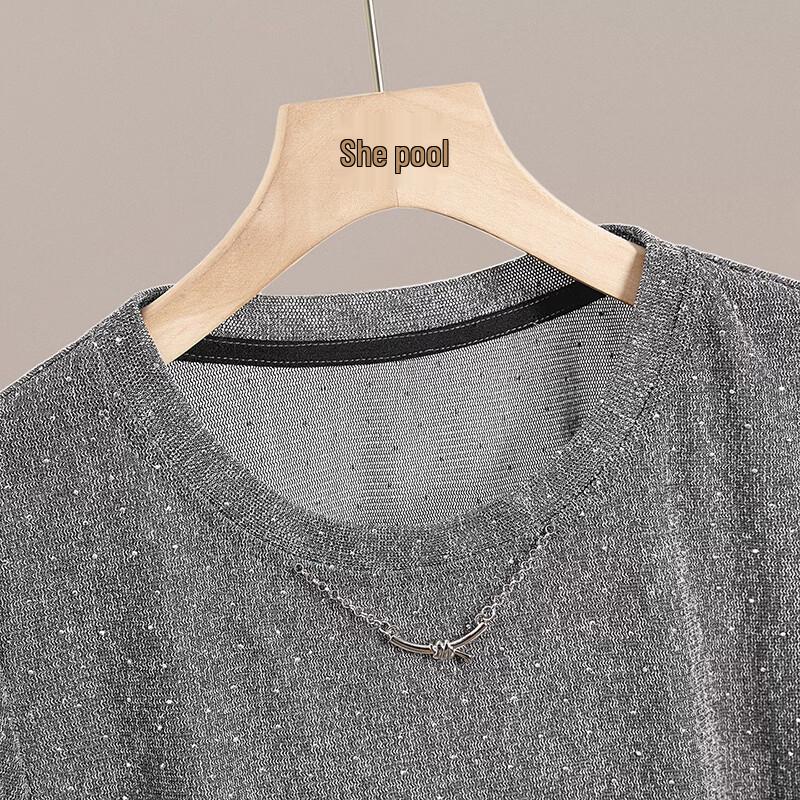 Women's Elegant Rhinestone Round Neck T-Shirt
