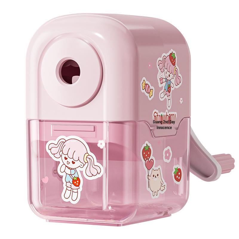 Cute Cartoon Manual Pencil Sharpener with DIY Stickers for Middle School Students