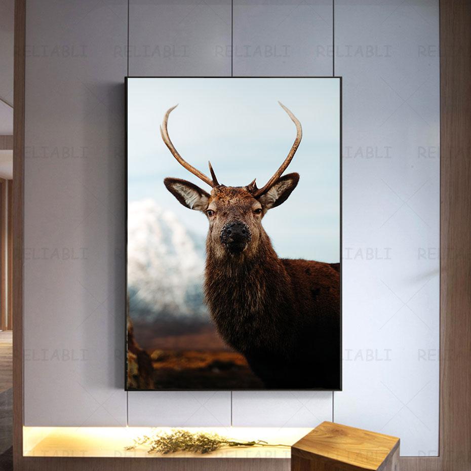 Deer In Forest Canvas Painting Animal Wall Art Picture Posters and Prints for Living Room Decor Porch Home Decoration Cuadros
