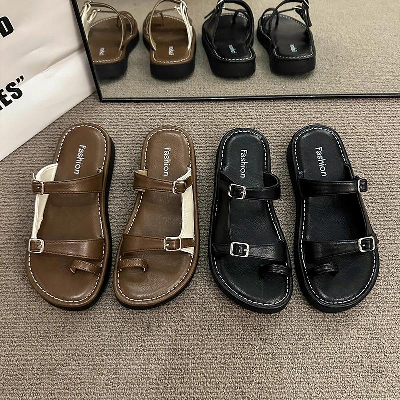 Мода 2024 Лето Женская Обувь Босоножки С Открытым Носком Из Натуральной Кожи Повседневные — фото 4