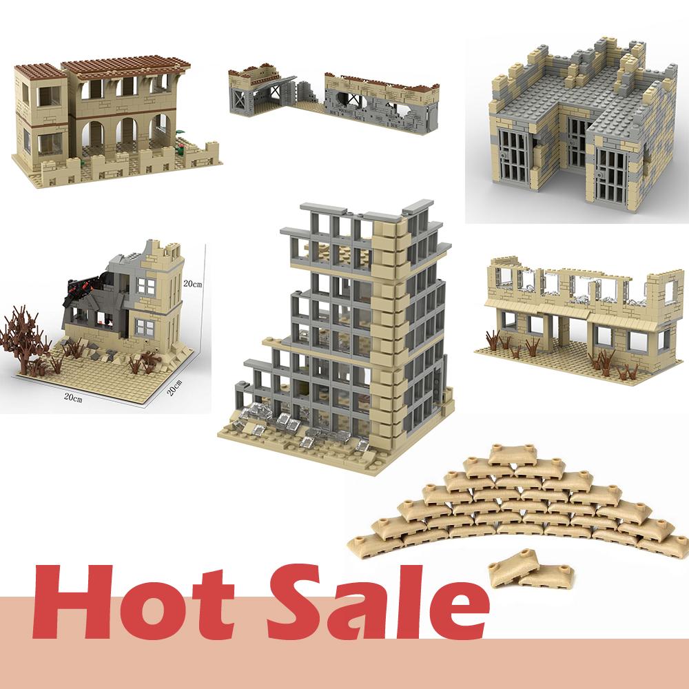 Zweiter Weltkrieg Militärische MOC Kleine Ruinen Militärischer Trainingsplatz DIY Zubehör Bausteine Steine Spielzeug Weihnachten Kinder Geschenke