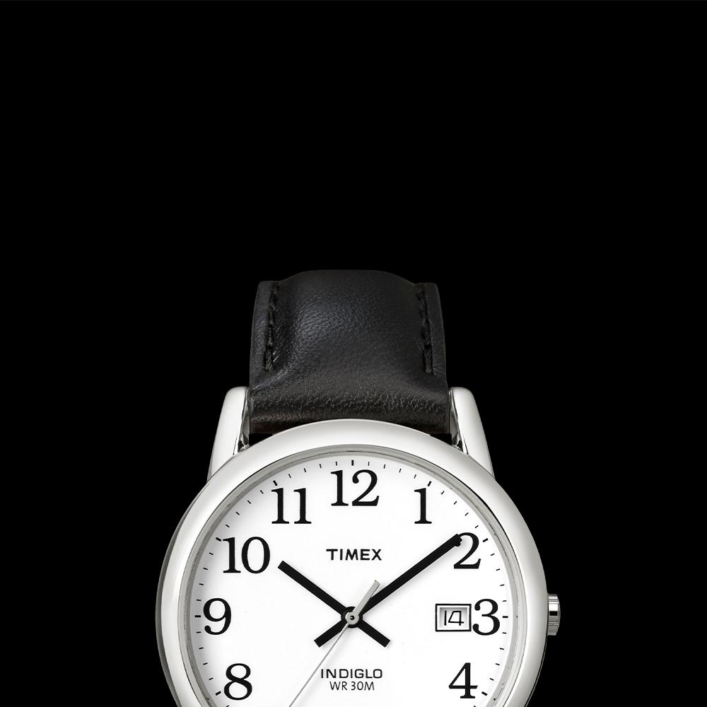 [Timex] Easy Reader Black Leather Strap Dress Watch 35mm T2H281