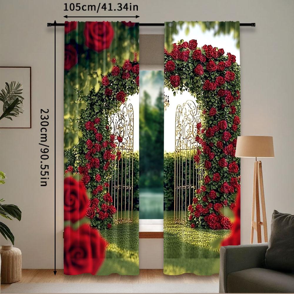 2 Stuks Lente Tuin Gordijn Valentijnsdag Bloemen Bruiloft Bruidsfeest Decoraties Lente Tuin Veel Andere Gelegenheden