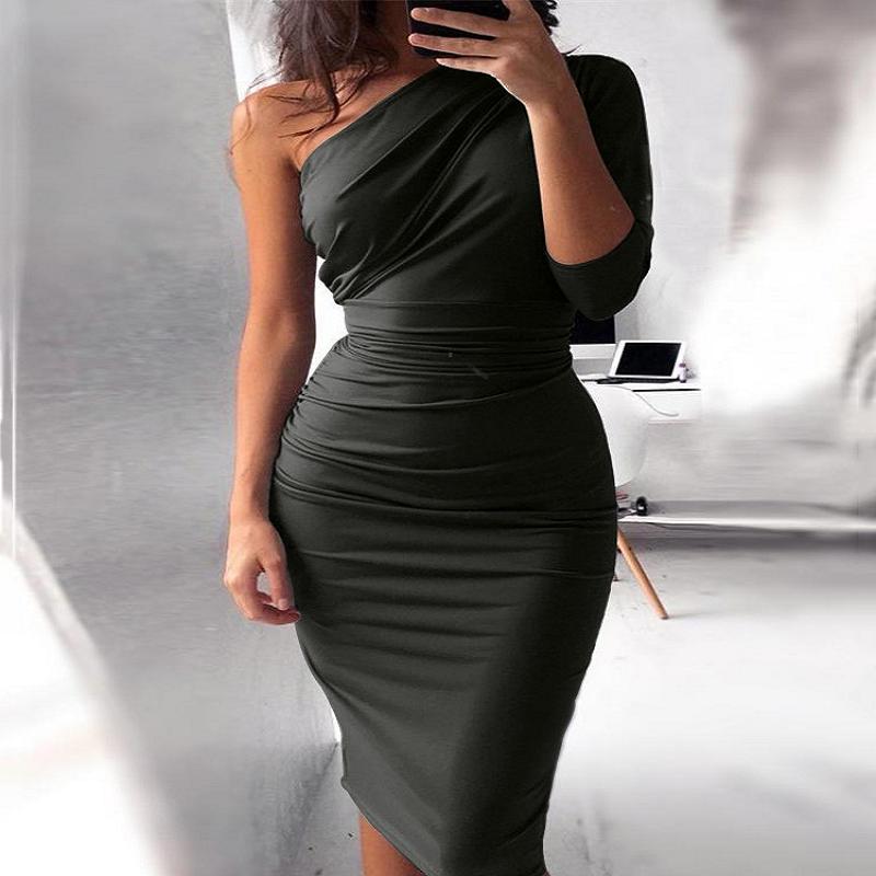 

Женское однотонное платье с открытой спиной и наклонными плечами, бедра, миди-платье XXXL