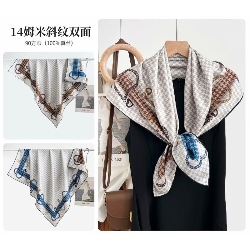Silk twill 14 mmi large silk scarf women's fashion versatile high-end mulberry silk square scarf light luxury versatile 90 shawl