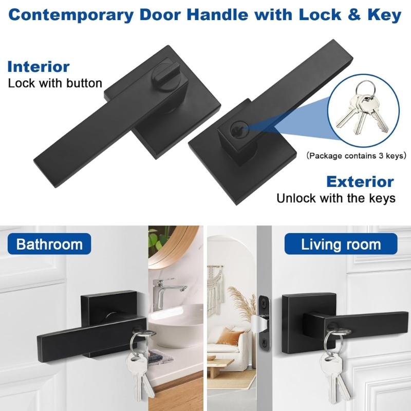 Waterproof and AntiRust Door Handle Lock Security Door Lever Handle Lock Entry Door Handle with Lock and Key Enduring