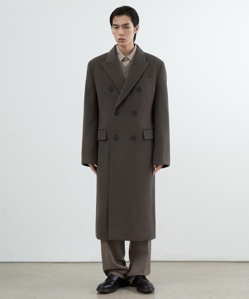 Musinsa Standard Cashmere Blend Masculine Double Chesterfield Long Coat [Khaki Brown]