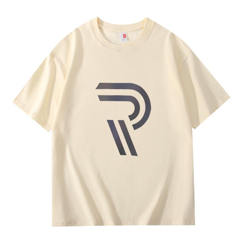 Mens Oversized 100%Cotton R Graphic Print Short Sleeve Summer Streetwear Casual T Shirt