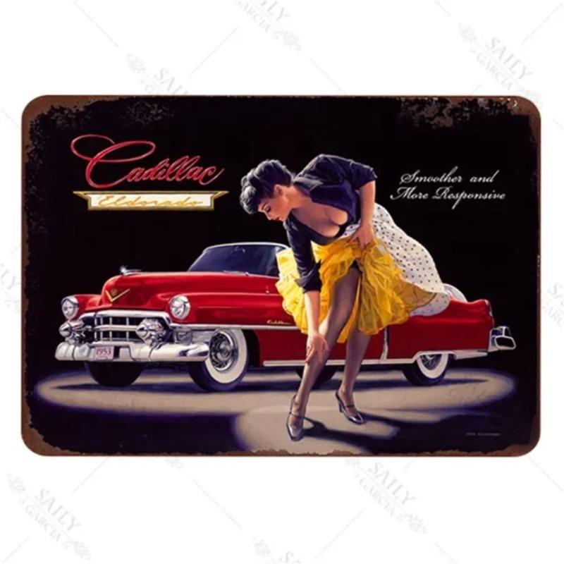 Pin-Up Girl Metal Sign, Retro Wall Art Decor