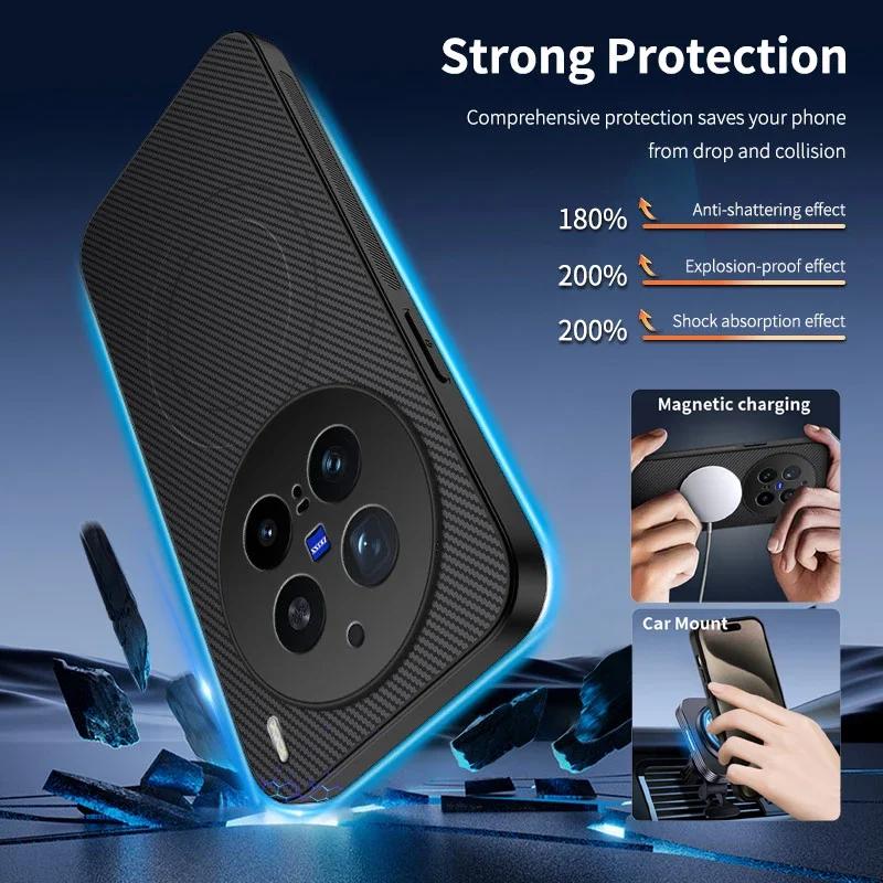 For vivo X200 Ultra Pro Phone Case Magnetic Wireless Charging Lens Protection Shockproof Silicone Leather Back Cover Shell Cases