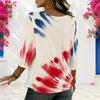 Women Plus Size Round Neck Half Sleeve Star Printed Navy Blue Loose Blouse
