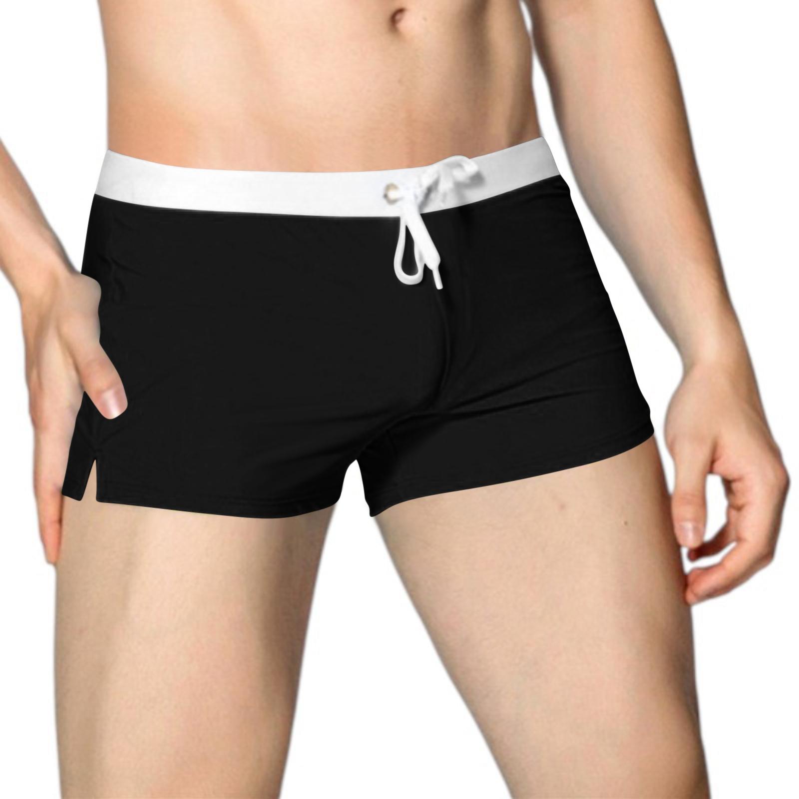 Men s Athletic Casual Boxer Swim Trunks With Back Pocket Design L чёрный