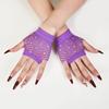 Fishnet Design Rhinestone Gloves Shiny Decor Short Gloves New Fingerless Gloves  Dance Performance