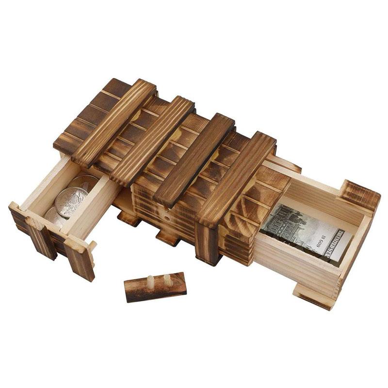 Secret Box Brain Teaser Wooden Puzzle Boxes with Hidden Compartments Magic Drawers Birthday Gift for Adults and Teens