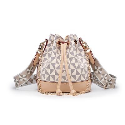 Retro Versatile Printed Handheld Crossbody Bag Wide Shoulder Strap New Classic Women's Bag One Shoulder Small Bucket Bag
