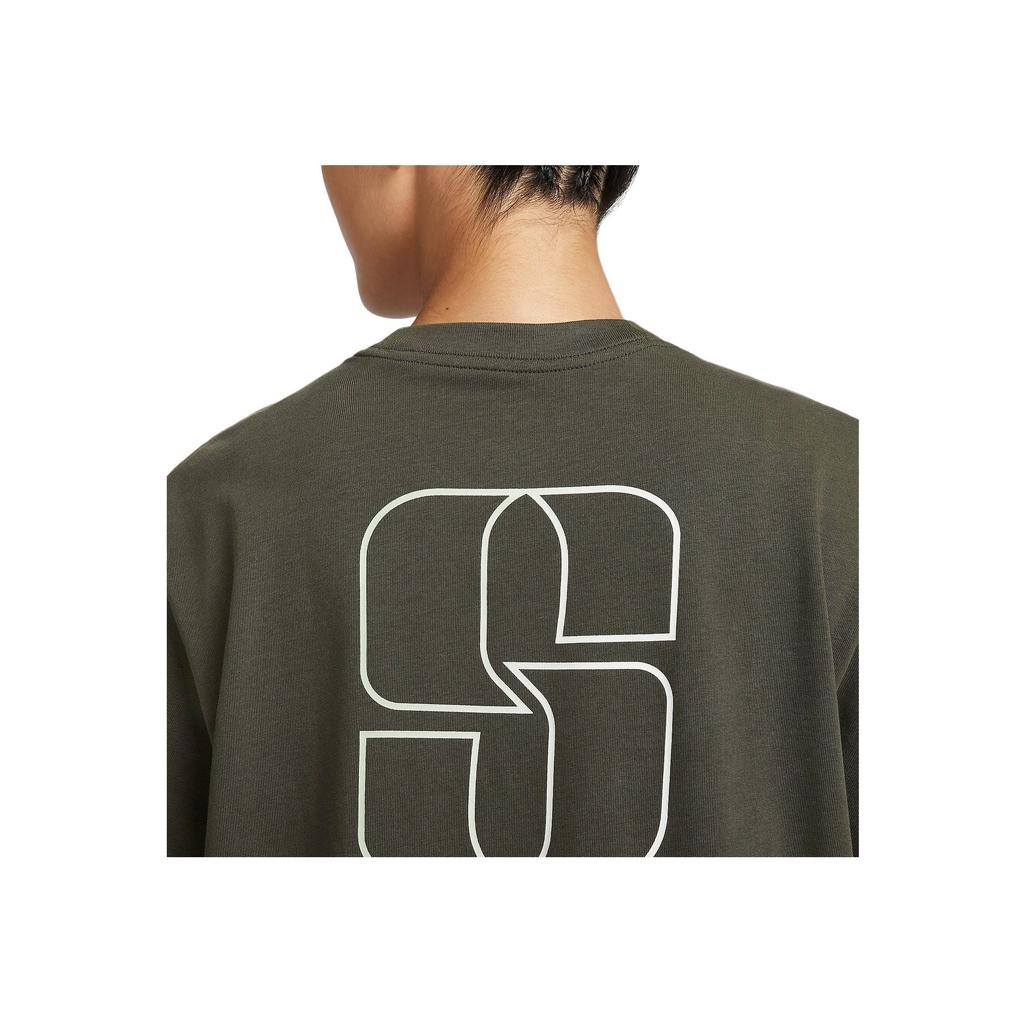 Nike Sabrina Geometric Pattern Ribbed Round Neck Casual Sports Short Sleeve T-Shirt Women T-Shirt Olive FJ2701-325