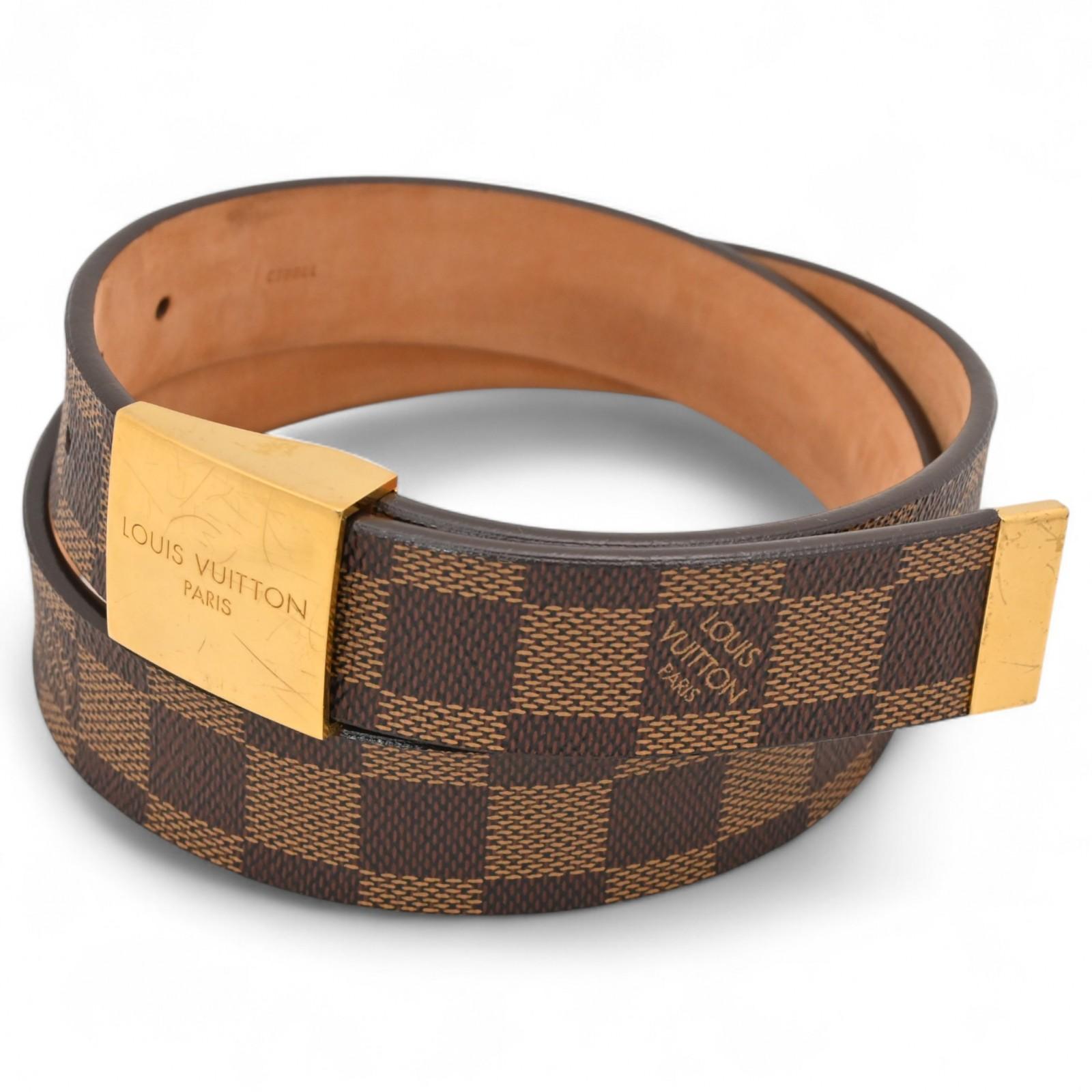 

Auth Louis Vuitton Damier Santur Carre Belt Leather lv4620bd