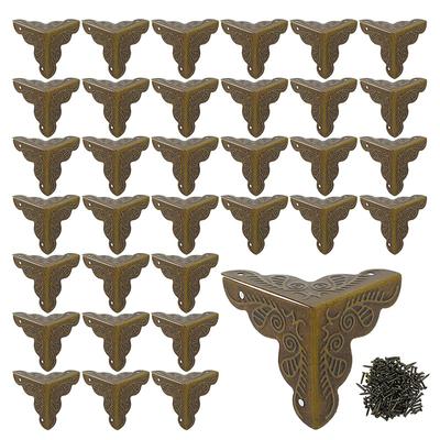 12 pezzi di protezione angolare per scatola di metallo, triangolo, bronzo antico, protezione di sicurezza per bordi decorativi con viti per mobili, portagioie