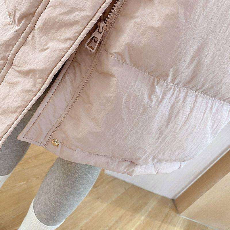 Women's 2025 Winter Hooded White Duck Down Jacket, Mid-Length, Loose Fit, Korean Style.