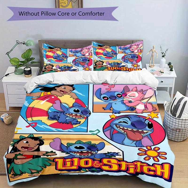3pcs Lilo, Stitch Printed Bedding Set, Breathable And Soft, Machine Washable, Christmas Gift, Suitable for Bedroom Decoration, 074