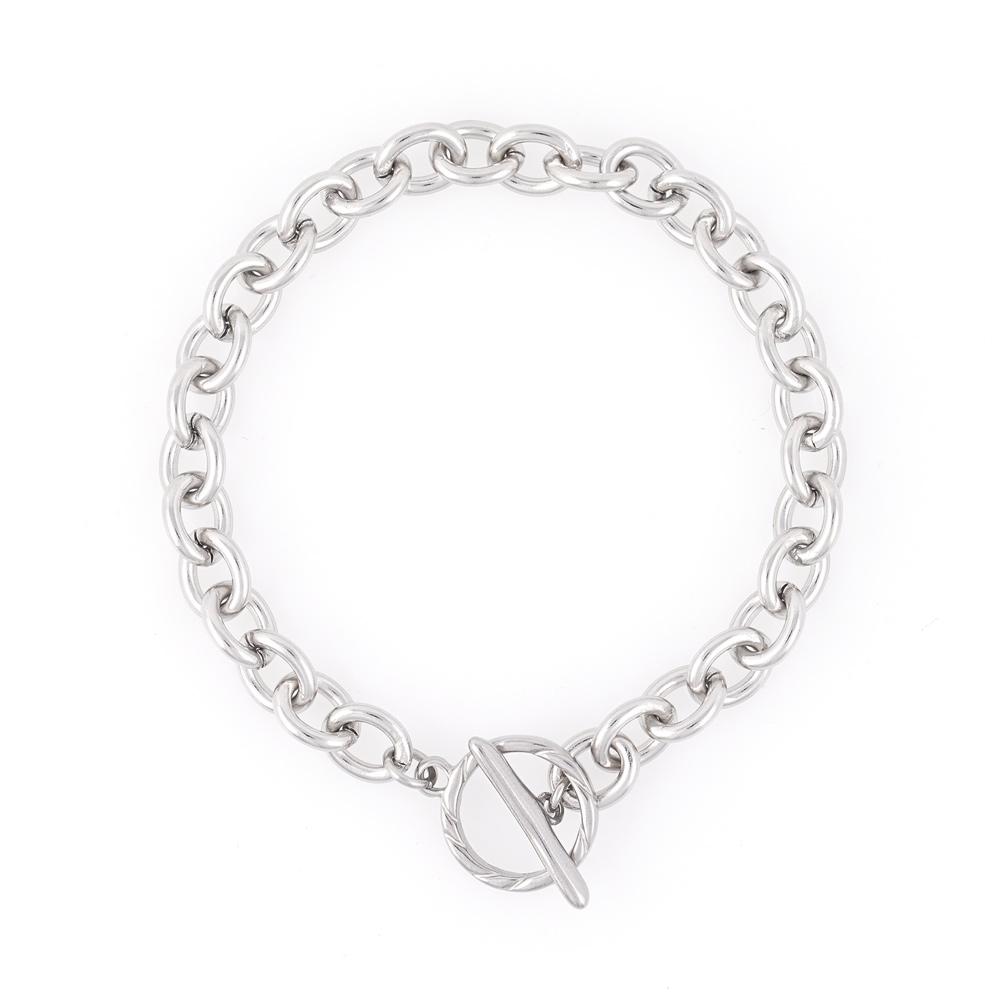 Jbans Classic 8Mm Bold Ring Surgical Steel Wheel Line Toggle Bar Chain Bracelet (C2501Ac1249_Sv)