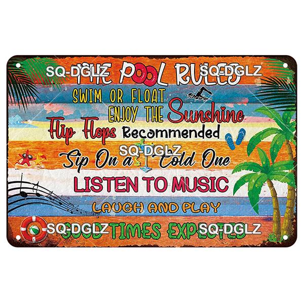 [SQ-DGLZ] Welcome Swim Pool Rules Metal Sign Vintage Plaque Tin Sign Plate Wall Decor For Bar Club Man Cave Art Painting Poster