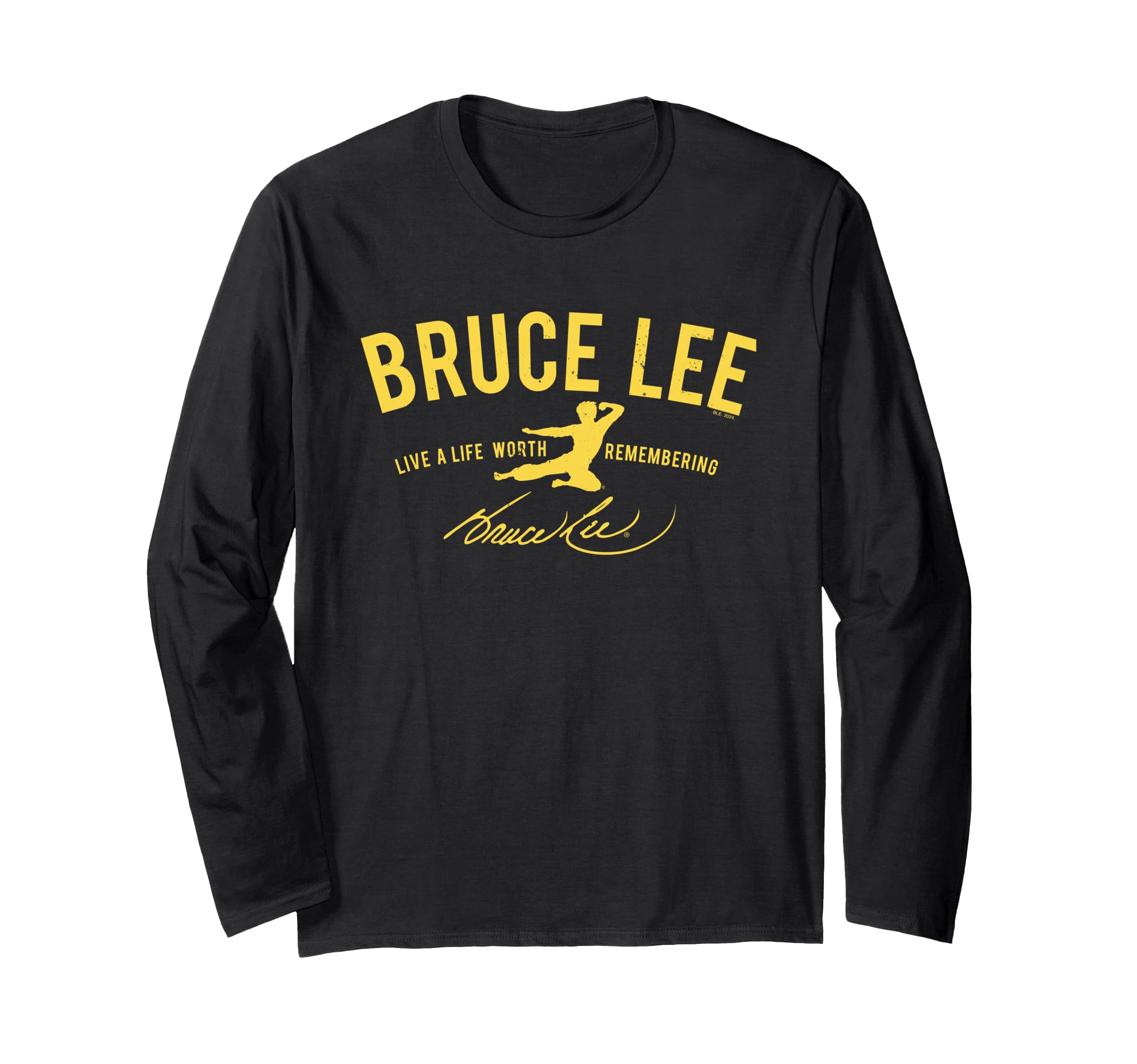 

Bruce Lee Yellow Live A Life Worth Remembering Long Sleeve T-Shirt